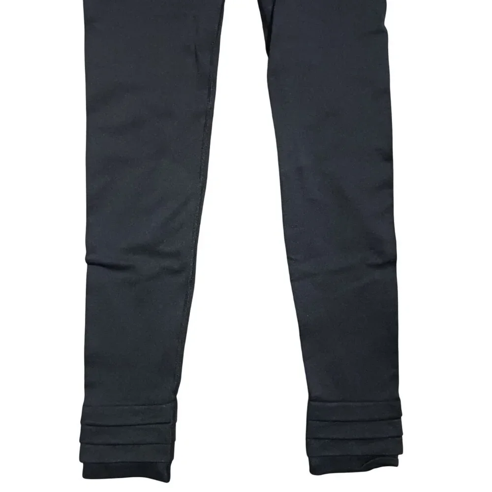 Athleta Women's Black Nylon Spandex Leggings Ruffled‎ Ankle Detail Size S